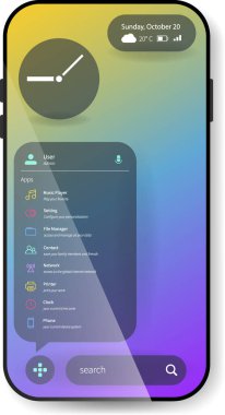 Hareketli bir kullanıcı arayüzünün, sarı 'dan mavi ve mor' a geçiş yapan bir vektör çizimi