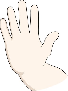 Bu resim, dur ya da dur işareti vermek için kaldırılmış bir elin minimalist bir illüstrasyonunu gösteriyor..