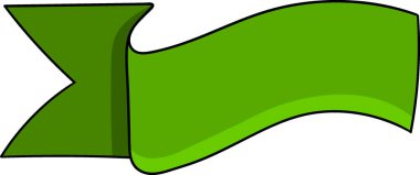 Pürüzsüz kıvrımlı akış ve sivri kuyruk tasarımı içeren canlı bir yeşil kurdele afişi, metin örtüleri veya dekoratif amaçlar için idealdir