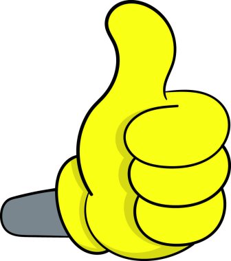 Cesur ve parlak sarı renkli bir simge, minimalist çizgi film tarzına sahip, pozitifliği ve onayı sembolize ediyor.