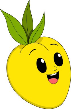 Bu resim, gülümseyen bir yüze sahip neşeli sarı bir dolma biber, büyük anlamlı gözler ve eğlenceli bir çizgi film tarzında gösterilmiş üç yeşil yaprak içerir.