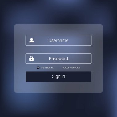 Yumuşak mavi eğimli temiz ve modern giriş formu şablonu. Basit kullanıcı adı ve parola girdi alanlarını özelleştirir