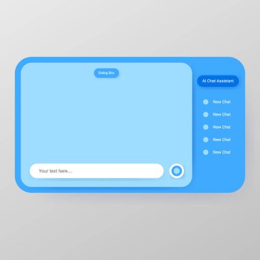 Mobil uygulamalar için yapay zeka asistanı sohbet arayüzünün prototip tasarımı. Renkli gradyanlar, modern UI elementleri, ses girişi ve örnek bir sohbet robotu yanıtı içerir