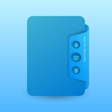 Çalma ve gezinme düğmeleri ile yüzen bir pankart tasarımı içeren bir müzik çalar için modern UI kavramı.