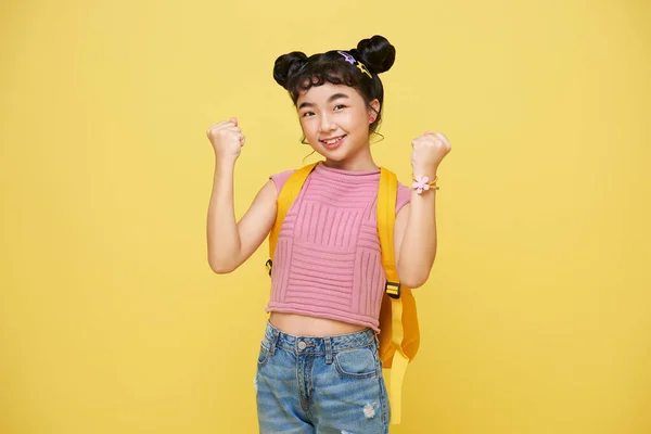Ler Glad Glad Glad Glad Framgång Tonåring Asiatisk Student Flicka — Stockfoto