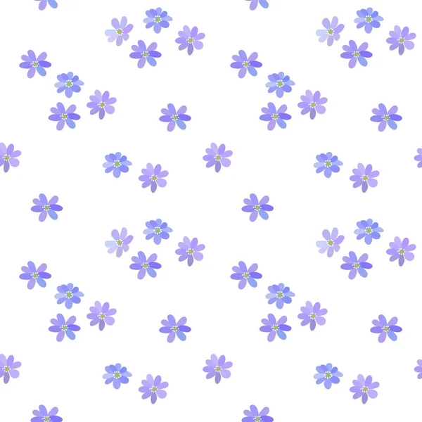 Bezešvé Vzor Modré Fialové Jaro Kvetoucí Divoké Lesní Květiny Hepatica — Stockový vektor