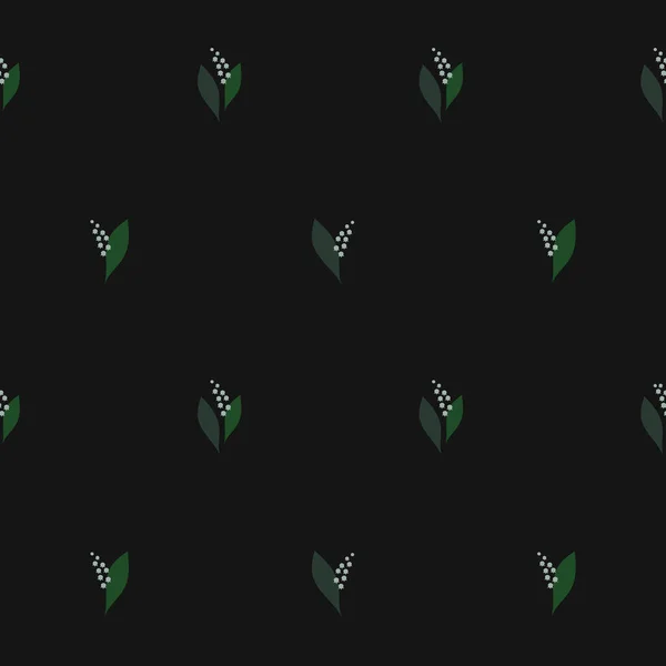 Прості Мінімалістичні Темно Зелені Лілії Долини Безшовний Візерунок — стоковий вектор