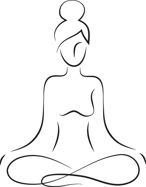 Sitting in lotus pose girl woman yoga spa purity meditation calm company logo black and white line