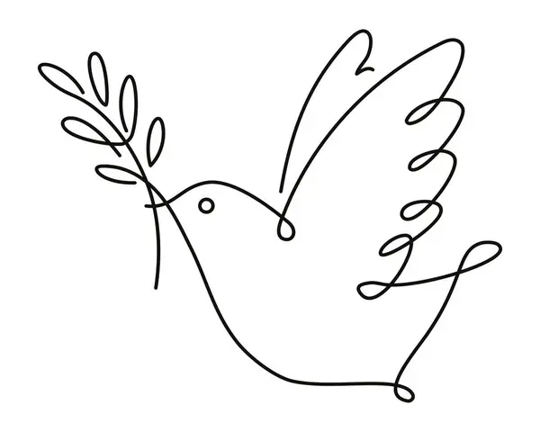 Barış güvercini, zeytin dalı uzatıyor ve tek bir çizgide barış ve özgürlüğün sembolünü çiziyor.