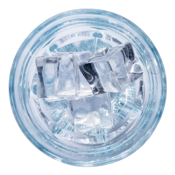 Agua Mineral Vodka Con Hielo Vaso Vista Superior Aislado Blanco — Foto de Stock