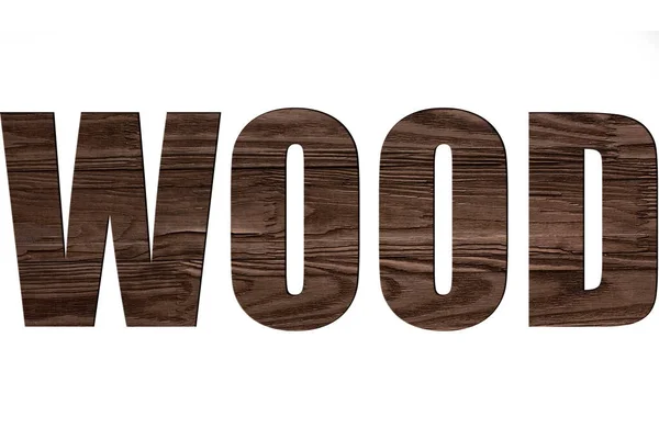 stock image WOOD font with wood texture transparency on white background isolated