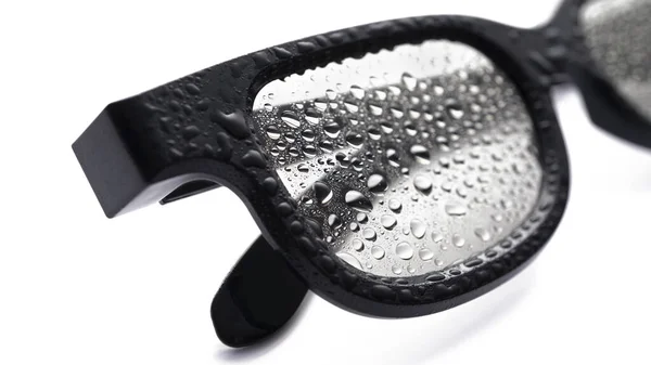 Close Bril Met Water Druppels Glazen Macro Reclame Foto — Stockfoto