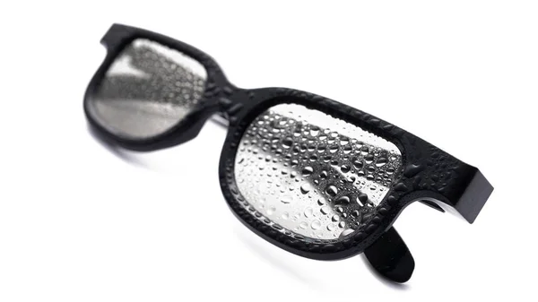 Close Glasses Water Drops Glasses Macro Advertising Photo — Stock Photo, Image