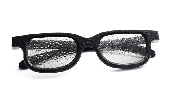 Close Glasses Water Drops Glasses Macro Advertising Photo — Stock Photo, Image
