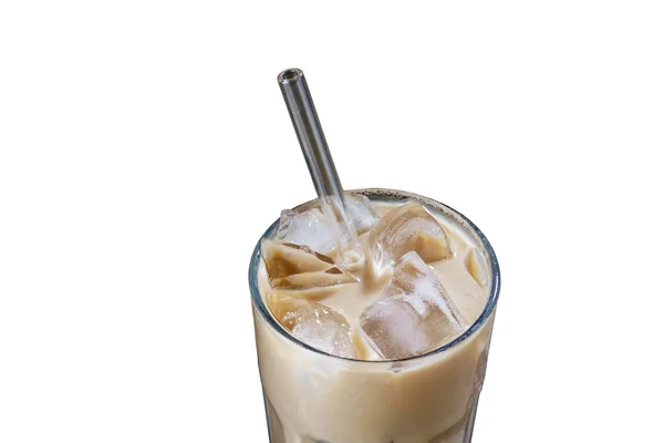 Крупный План Холодного Кофе Летний Освежающий Коктейль Льдом — стоковое фото
