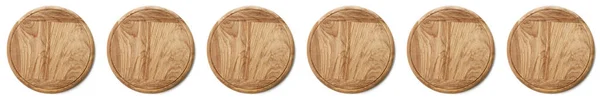Zamknij Okrągłe Drewniane Płyty Kuchenne Izolowane Białym Tle — Zdjęcie stockowe