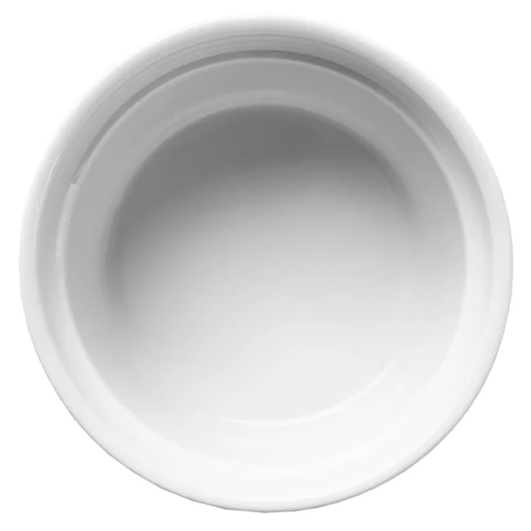 Pusta Ceramiczna Miska Izolowana Białym Tle Widok Góry — Zdjęcie stockowe