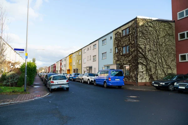 stock image Urban abstract landscape with cars and trees on the street