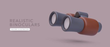 3d realistic binocular with shadow isolated on background. Vector illustration