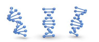 Beyaz arka planda gölgesi olan gerçekçi mavi DNA ikonları. Vektör illüstrasyonu
