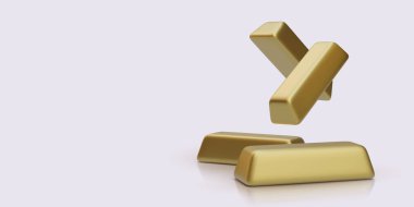 Arka planda gölgesi olan gerçekçi altın külçeler. Vektör illüstrasyonu