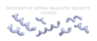 Beyaz arka planda izole edilmiş 3D gerçekçi spiral nesneler. Vektör illüstrasyonu