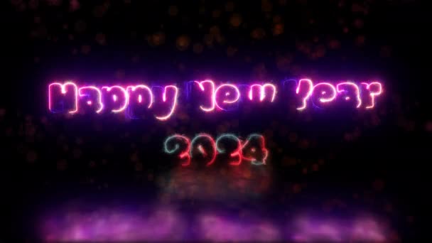Ευτυχισμένο Νέο Έτος 2024 Κείμενο Animation — Αρχείο Βίντεο
