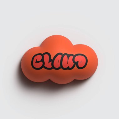 Etiketli 3d Bulut Kabarcığı.