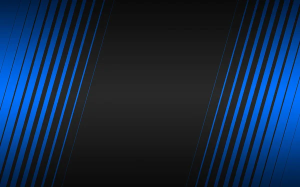 Schwarzer Abstrakter Hintergrund Mit Schrägen Blauen Streifen Technologiedesign Vektorillustration — Stockvektor
