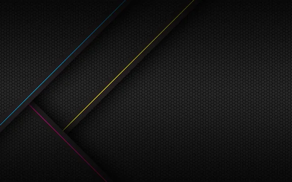 Fondo Cmyk Abstracto Negro Capas Superpuestas Con Líneas Diagonales Colores — Vector de stock