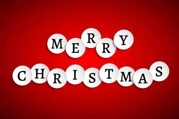 Καλά Χριστούγεννα Λευκοί Χάρτινοι Κύκλοι Γράμματα Κόκκινο Φόντο Ευχετήρια Κάρτα — Διανυσματικό Αρχείο