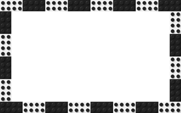 Простая Рамка Состоит Черно Белых Игрушечных Блоков Черно Белый Кирпичный — стоковый вектор