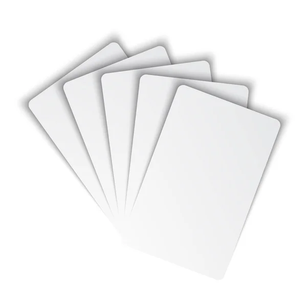 Five Blank Playing Cards Mockup White Cards White Background Poker — Stok Vektör