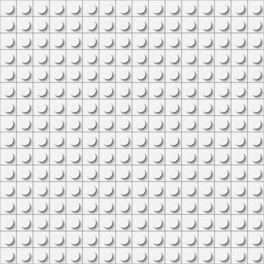 White plastic construction plate. Closeup plastic toy block. Abstract vector background. Seamless modern design