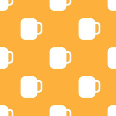 Basit vektör bira arka planı. Tekrarlanan geometrik bira ikonları. Sarı zemin üzerinde bira bardakları olan kusursuz desen.