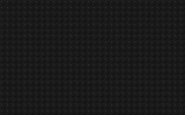 Black plastic toy blocks. Dark vector bricks background. Plastic construction plate