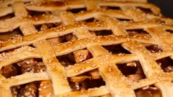 Elmalı Turta Fırında Pastalar Pişiyor Hamur Ürünleri Dilimlenmiş Elmalı Hollanda — Stok video