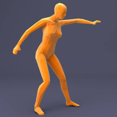 Lowpoly Kadın Figürü 3 boyutlu Görüntü