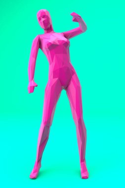 Lowpoly Kadın Figürü 3 boyutlu Görüntü