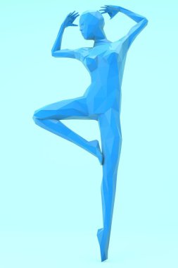 Lowpoly Balerin Figürü 3B Görüntü