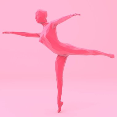 Lowpoly Balerin Figürü 3B Görüntü