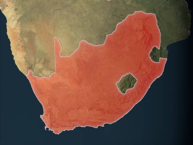 Gerçekçi Dünya 'da kırmızı ile işaretlenmiş Güney Afrika. Bu görüntünün öğeleri ESA tarafından desteklenmektedir.