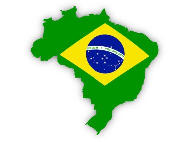 Beyaz arka planda Brezilya bayrağı var. Bu görüntünün öğeleri ESA tarafından desteklenmektedir.