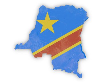 Beyaz arka planda ulusal bayrak kaplamalı Kongo DRC. Bu görüntünün öğeleri ESA tarafından desteklenmektedir.