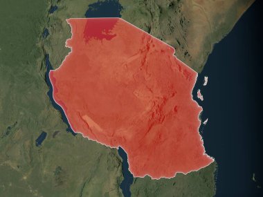 Tanzanya, gerçekçi Dünya 'da kırmızıyla işaretlenmiş. Bu görüntünün öğeleri ESA tarafından desteklenmektedir.