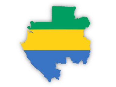 Gabon bayrağı beyaz arka planda ülke şeklinde. Bu görüntünün öğeleri ESA tarafından desteklenmektedir.