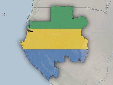 Gabon haritası ulusal bayrağıyla örtülmüş. Bu görüntünün öğeleri ESA tarafından desteklenmektedir.