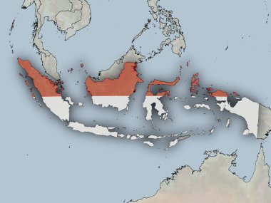 Endonezya haritası ulusal bayrağıyla kaplandı. Bu görüntünün öğeleri ESA tarafından desteklenmektedir.