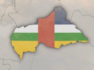 Orta Afrika Cumhuriyeti haritası ulusal bayrağıyla örtüldü. Bu görüntünün öğeleri ESA tarafından desteklenmektedir.