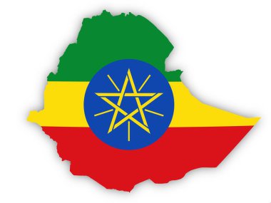 Beyaz arka planda Etiyopya bayrağı var. Bu görüntünün öğeleri ESA tarafından desteklenmektedir.